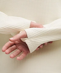 Waffle-Knit Funnel-Neck Long-Sleeve Shirt