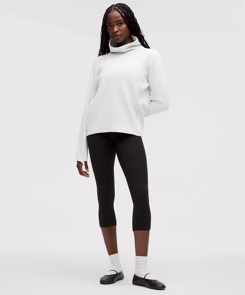 Waffle-Knit Funnel-Neck Long-Sleeve Shirt | Women's Long Sleeve Shirts