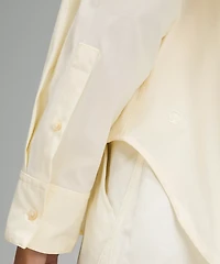 Relaxed-Fit Cotton-Blend Poplin Button-Down Shirt | Women's Long Sleeve Shirts