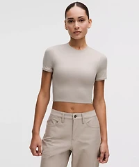 Wundermost Ultra-Soft Nulu Crewneck Cropped T-Shirt