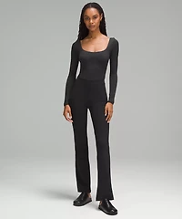 Wundermost Ultra-Soft Nulu Square-Neck Long-Sleeve Bodysuit | Women's Bodysuits
