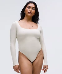 Wundermost Ultra-Soft Nulu Square-Neck Long-Sleeve Bodysuit | Women's Bodysuits