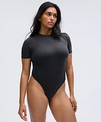 Wundermost Ultra-Soft Nulu Short-Sleeve Crew Thong Bodysuit | Women's Short Sleeve Shirts & Tee's
