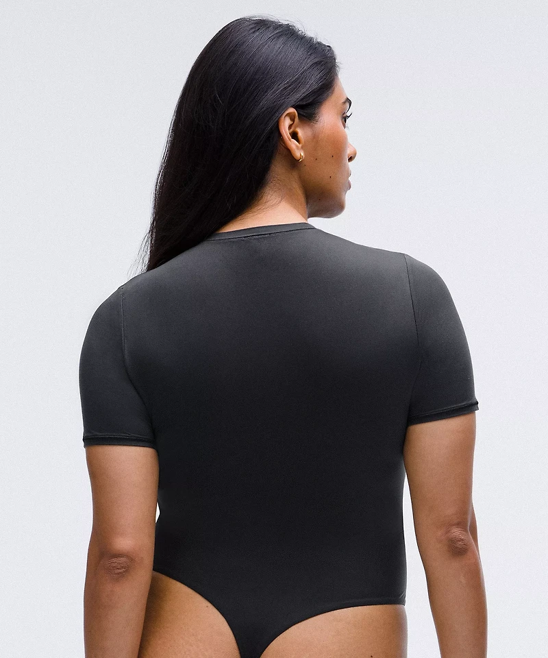 Wundermost Ultra-Soft Nulu Short-Sleeve Crew Thong Bodysuit | Women's Short Sleeve Shirts & Tee's