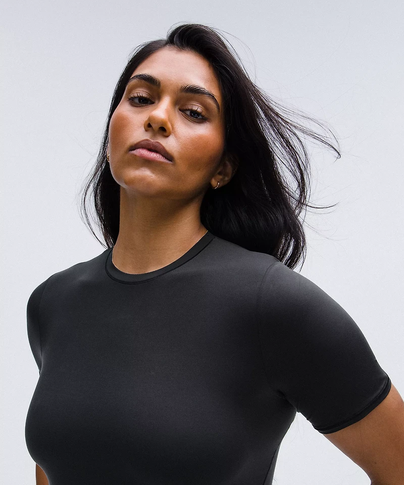 Wundermost Ultra-Soft Nulu Short-Sleeve Crew Thong Bodysuit | Women's Short Sleeve Shirts & Tee's