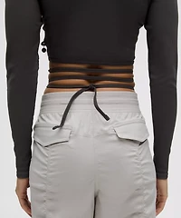 Logo Bead Ribbed Waist-Tie Long-Sleeve Shirt