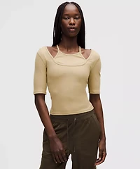 Layered-Look Ribbed Short-Sleeve Shirt