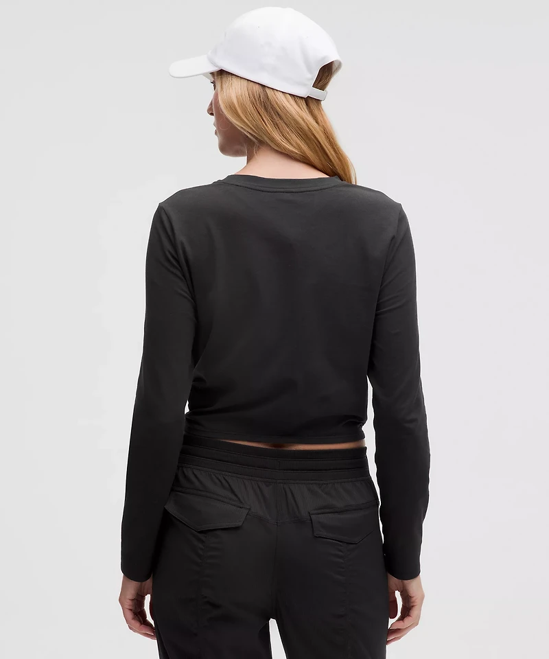 Cinched Cut-Outs Cotton Long-Sleeve Shirt | Women's Long Sleeve Shirts