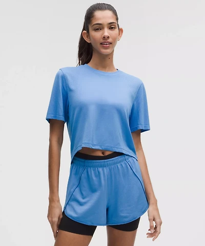 Swiftly High-Low Cropped Short-Sleeve Shirt