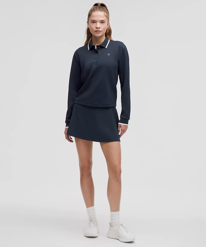 Textured Long-Sleeve Tennis Polo Shirt