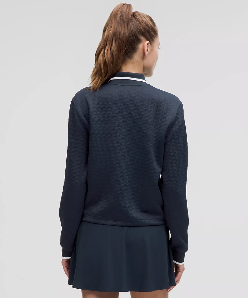 Textured Long-Sleeve Tennis Polo Shirt