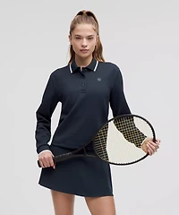 Textured Long-Sleeve Tennis Polo Shirt