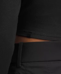 Hold Tight Straight-Hem Cropped Long-Sleeve Shirt | Women's Long Sleeve Shirts