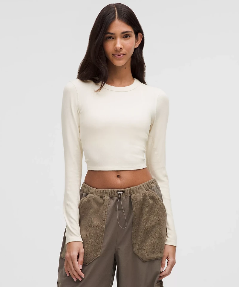 Hold Tight Straight-Hem Cropped Long-Sleeve Shirt