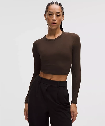 Hold Tight Straight-Hem Cropped Long-Sleeve Shirt