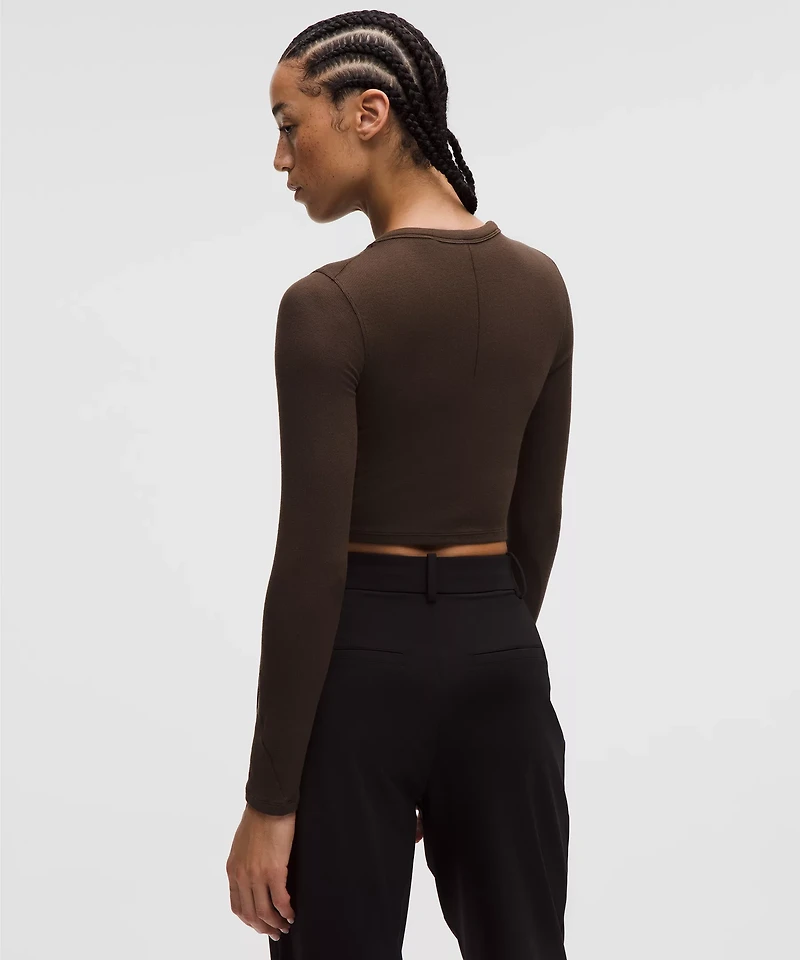 Hold Tight Straight-Hem Cropped Long-Sleeve Shirt