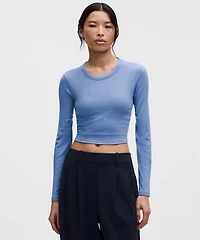 Hold Tight Straight-Hem Cropped Long-Sleeve Shirt