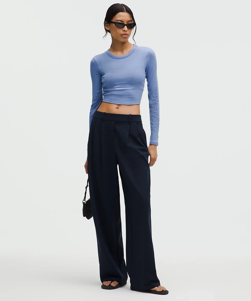 Hold Tight Straight-Hem Cropped Long-Sleeve Shirt