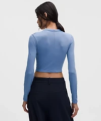 Hold Tight Straight-Hem Cropped Long-Sleeve Shirt