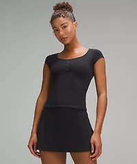 Cap-Sleeve Henley T-Shirt | Women's Short Sleeve Shirts & Tee's