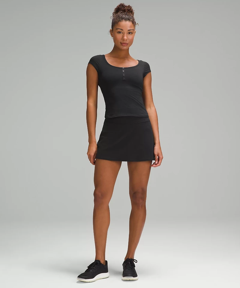 Cap-Sleeve Henley T-Shirt | Women's Short Sleeve Shirts & Tee's