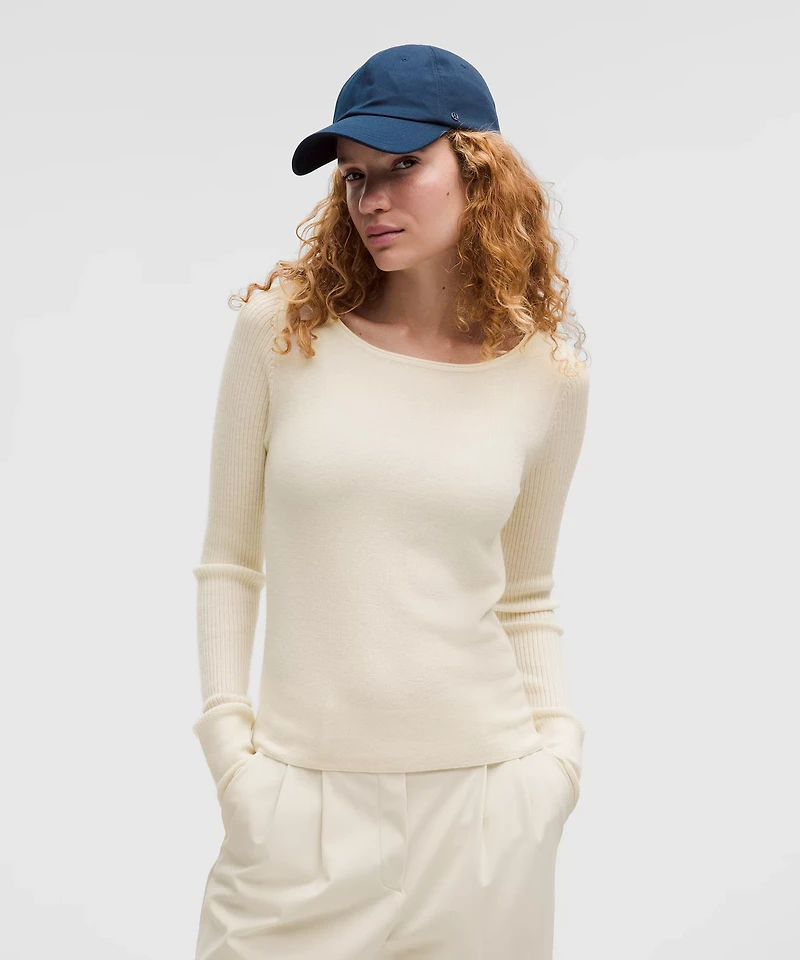 Cashmere Scalloped Cuff Crewneck | Women's Sweaters