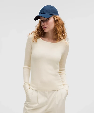 Cashmere Scalloped Cuff Crewneck | Women's Sweaters