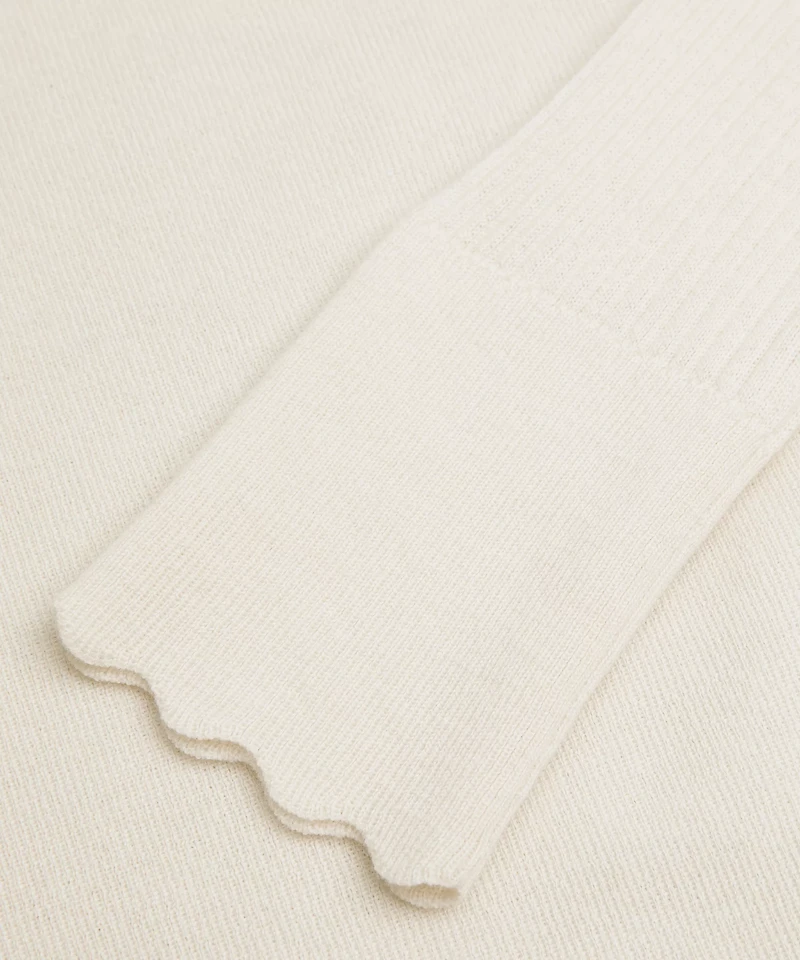 Cashmere Scalloped Cuff Crewneck | Women's Sweaters