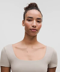 Wunder Under SmoothCover Square-Neck T-Shirt | Women's Short Sleeve Shirts & Tee's