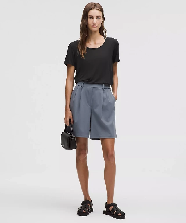 Modal-Silk Twist-Back Short-Sleeve Shirt