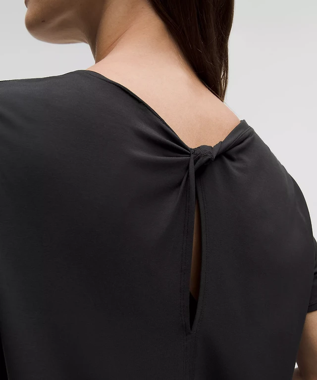 Modal-Silk Twist-Back Short-Sleeve Shirt