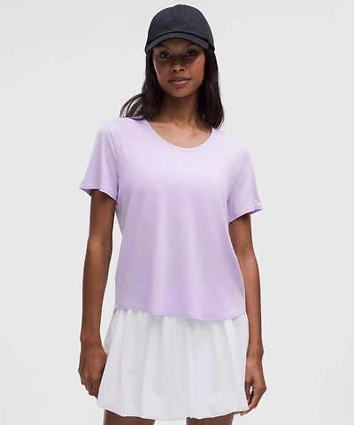Modal-Silk Twist-Back Short-Sleeve Shirt | Women's Short Sleeve Shirts & Tee's