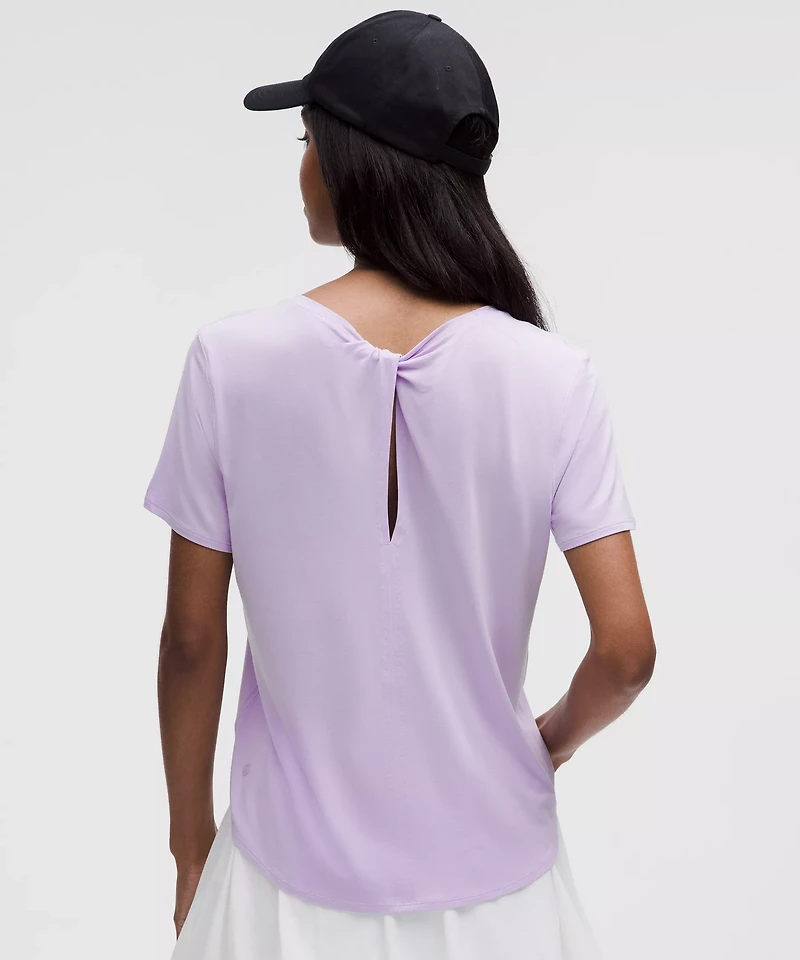 Modal-Silk Twist-Back Short-Sleeve Shirt | Women's Short Sleeve Shirts & Tee's