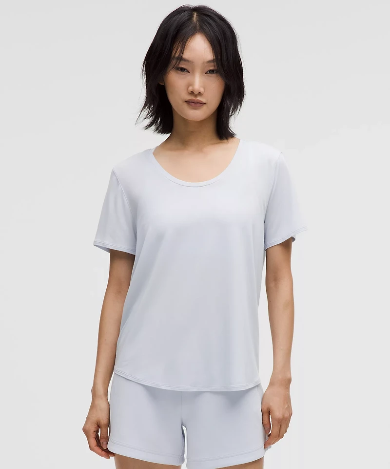 Modal-Silk Twist-Back Short-Sleeve Shirt | Women's Short Sleeve Shirts & Tee's