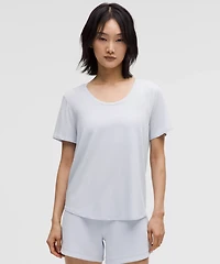 Modal-Silk Twist-Back Short-Sleeve Shirt | Women's Short Sleeve Shirts & Tee's