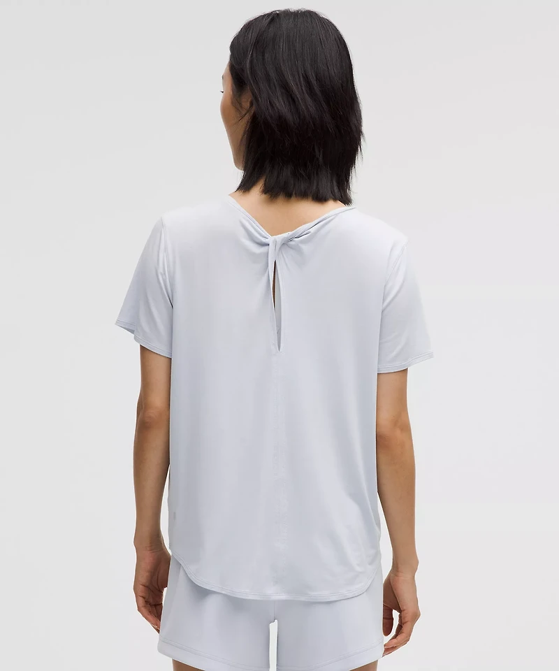 Modal-Silk Twist-Back Short-Sleeve Shirt | Women's Short Sleeve Shirts & Tee's