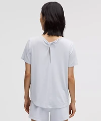 Modal-Silk Twist-Back Short-Sleeve Shirt | Women's Short Sleeve Shirts & Tee's