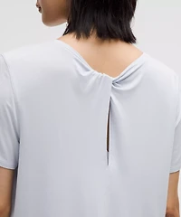 Modal-Silk Twist-Back Short-Sleeve Shirt | Women's Short Sleeve Shirts & Tee's