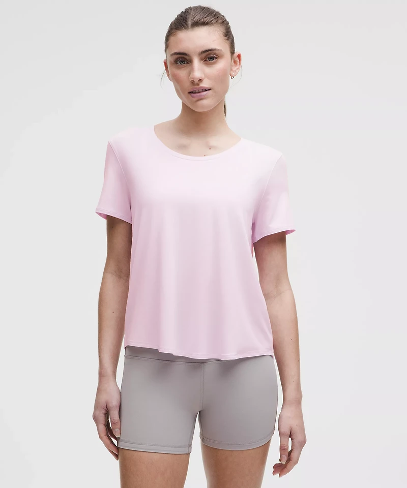 Modal-Silk Twist-Back Short-Sleeve Shirt