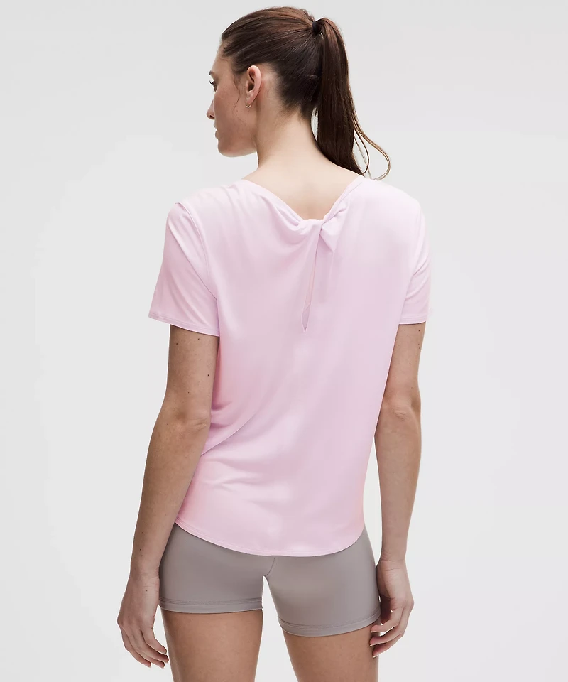 Modal-Silk Twist-Back Short-Sleeve Shirt
