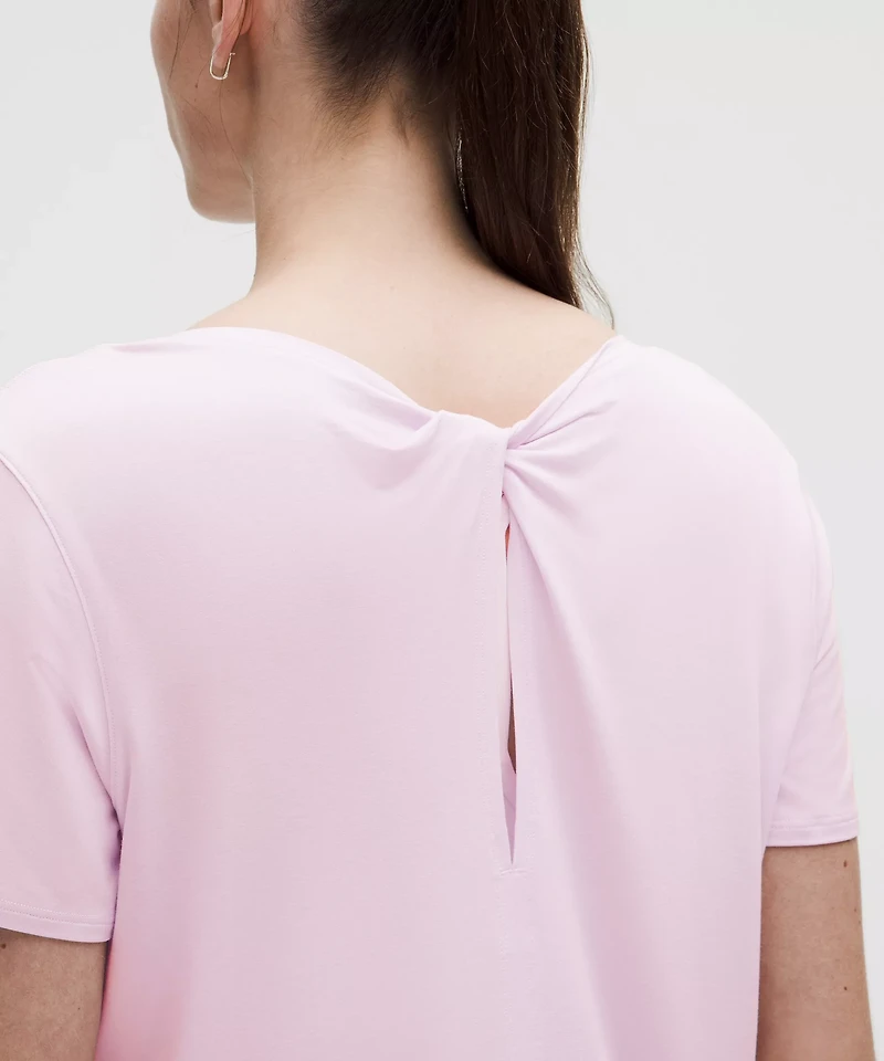 Modal-Silk Twist-Back Short-Sleeve Shirt