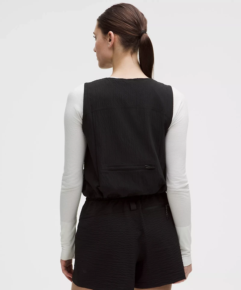 Grid-Texture Hiking Cargo Vest