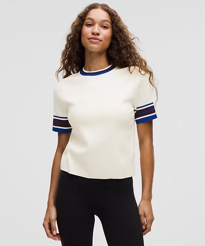 Ribbed Cotton Tipped T-Shirt | Women's Short Sleeve Shirts & Tee's