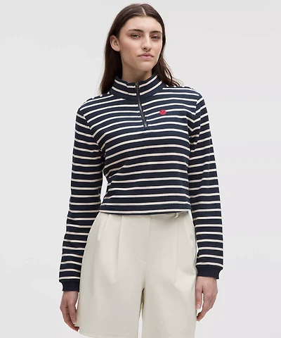 Cotton French Terry Cropped Half Zip | Women's Hoodies & Sweatshirts