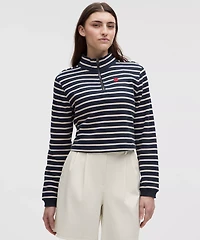 Cotton French Terry Cropped Half Zip | Women's Hoodies & Sweatshirts