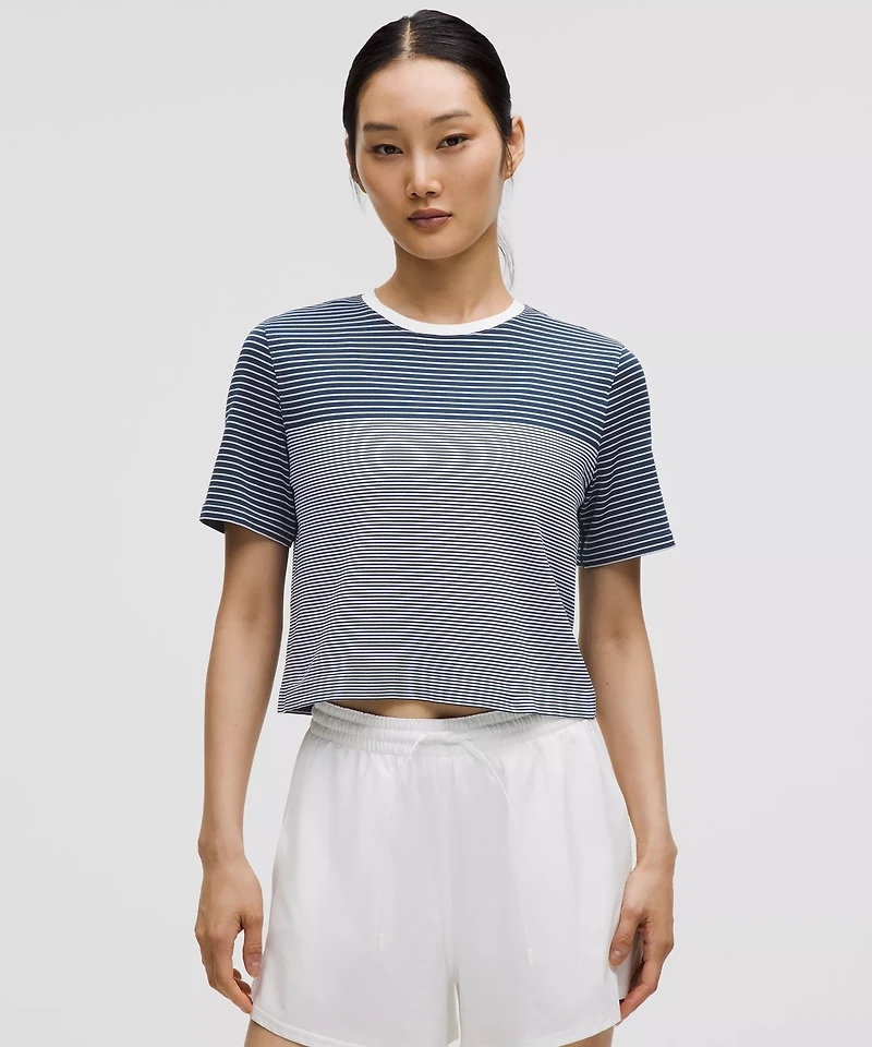 Seamless Classic-Fit Mariner Stripe Cropped T-Shirt | Women's Short Sleeve Shirts & Tee's