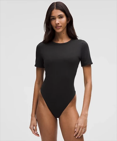 Stretch Cotton Ribbed Short-Sleeve Bodysuit | Women's Bodysuits