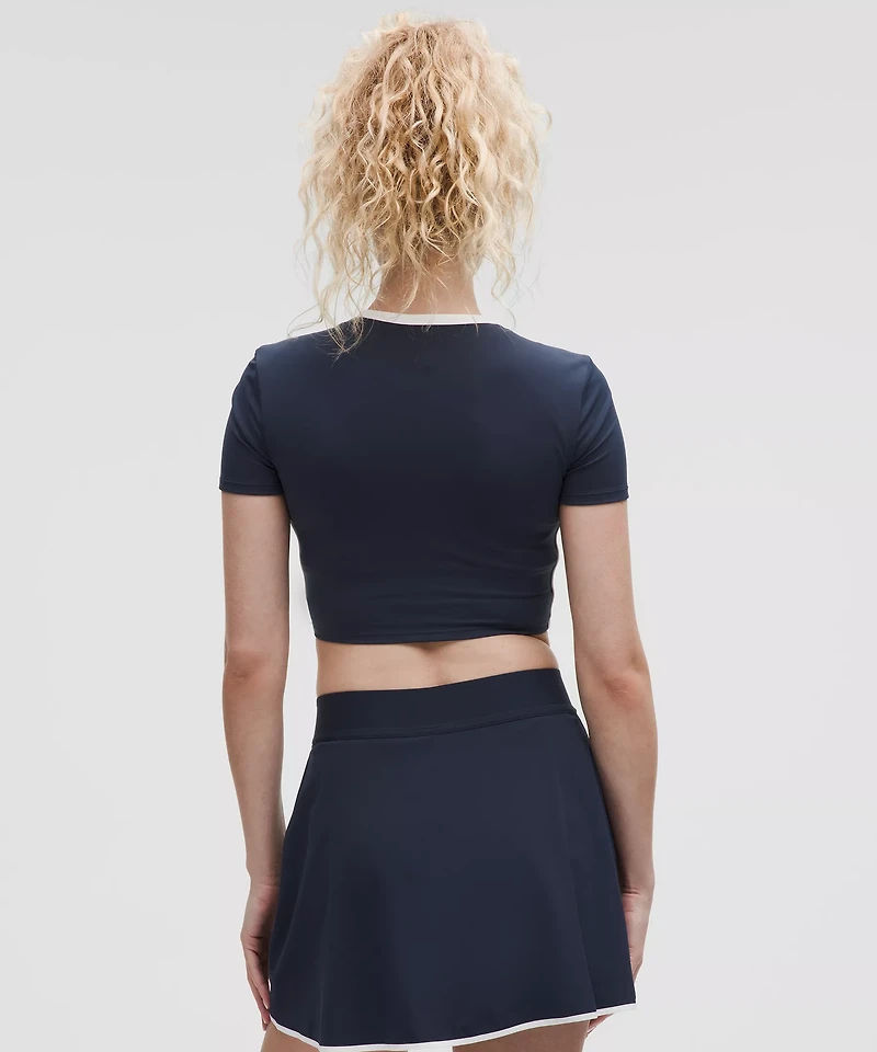 Tight-Fit Cropped Shelf-Bra T-Shirt *Light Support, B/C Cup | Women's Short Sleeve Shirts & Tee's