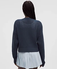 Cotton Crochet Mesh Relaxed-Fit Cardigan | Women's Sweaters