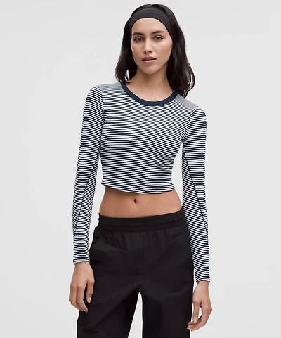 Hold Tight Straight-Hem Cropped Long-Sleeve Shirt